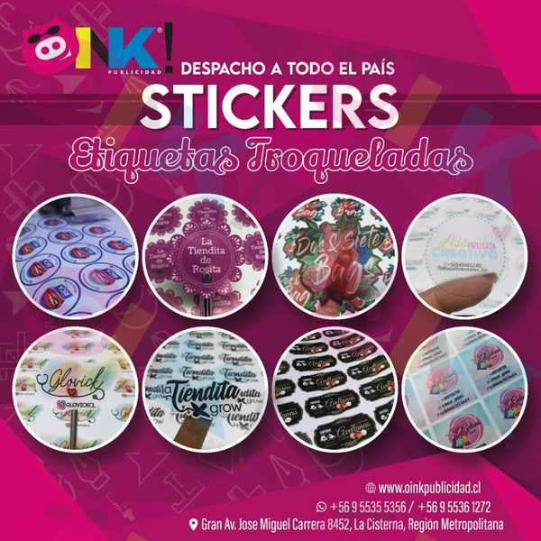 Stickers - Adhesivo troquelado 5x5cm $10.000  320 unidades aprox. - Oink Publicidad